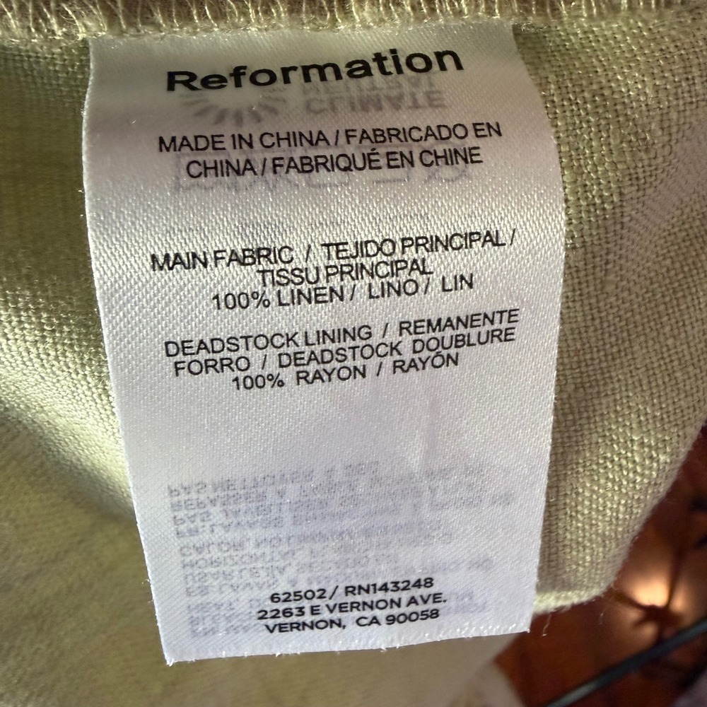 Reformation Olina Linen Pants Dried Herb Wide Leg Coastal Minimalist Size Large - Picture 8 of 8